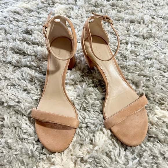 Stuart Weitzman Nearlynude Block Heel Sandals in Blush Nude sz 9.5 - Picture 2 of 5
